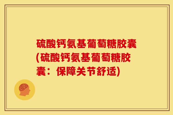 硫酸钙氨基葡萄糖胶囊(硫酸钙氨基葡萄糖胶囊:保障关节舒适) 硫酸钙氨基葡萄糖胶囊(硫酸钙氨基葡萄糖胶囊:保障关节舒适)