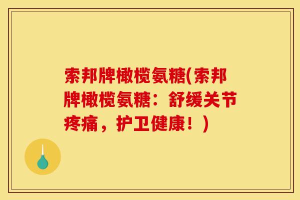 索邦牌橄榄氨糖(索邦牌橄榄氨糖:舒缓关节,护卫健康!) 索邦牌橄榄氨糖(索邦牌橄榄氨糖:舒缓关节,护卫健康!)