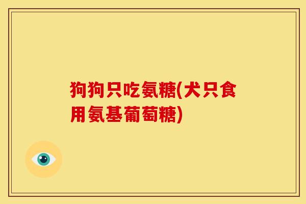 狗狗只吃氨糖(犬只食用氨基葡萄糖) 狗狗只吃氨糖(犬只食用氨基葡萄糖)