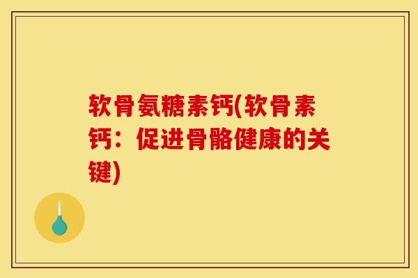 软骨氨糖素钙(软骨素钙：促进骨骼健康的关键)