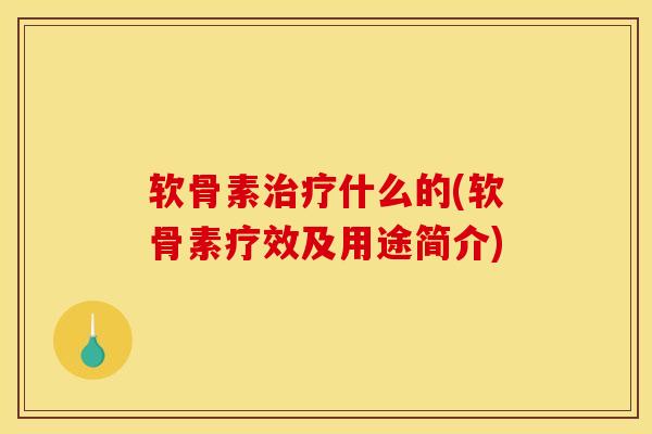 软骨素什么的(软骨素疗效及用途简介)