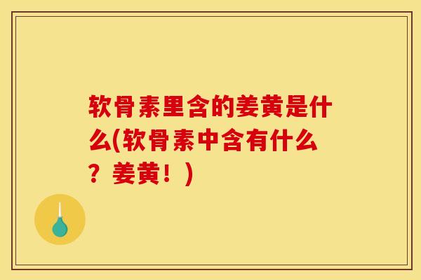 软骨素里含的姜黄是什么(软骨素中含有什么？姜黄！)