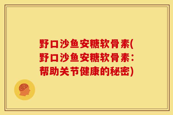 野口沙鱼安糖软骨素(野口沙鱼安糖软骨素:帮助关节健康的秘密) 野口沙鱼安糖软骨素(野口沙鱼安糖软骨素:帮助关节健康的秘密)