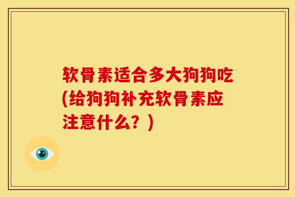 软骨素适合多大狗狗吃(给狗狗补充软骨素应注意什么?) 软骨素适合多大狗狗吃(给狗狗补充软骨素应注意什么?)