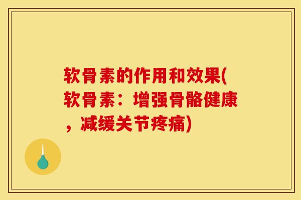 软骨素的作用和效果(软骨素：增强骨骼健康，减缓关节)