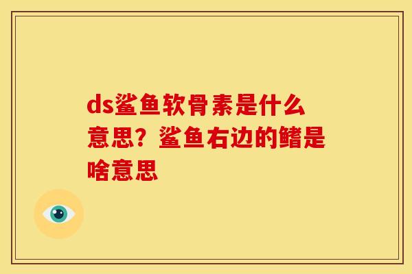 ds鲨鱼软骨素是什么意思?鲨鱼右边的鳍是啥意思 ds鲨鱼软骨素是什么意思?鲨鱼右边的鳍是啥意思