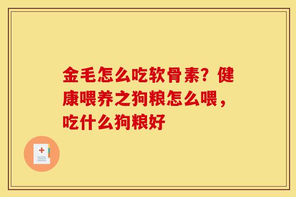 金毛怎么吃软骨素？健康喂养之狗粮怎么喂，吃什么狗粮好