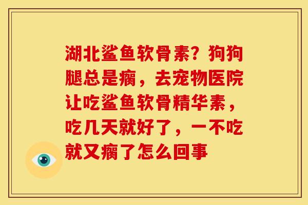 湖北鲨鱼软骨素?狗狗腿总是瘸,去宠物医院让吃鲨鱼软骨精华素,吃几天就好了,一不吃就又瘸了怎么回事 湖北鲨鱼软骨素?狗狗腿总是瘸,去宠物医院让吃鲨鱼软骨精华素,吃几天就好了,一不吃就又瘸了怎么回事