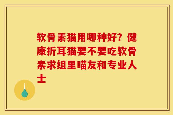 软骨素猫用哪种好？健康折耳猫要不要吃软骨素求组里喵友和专业人士