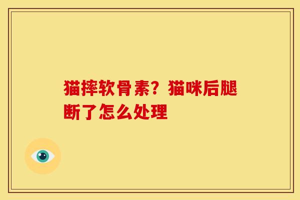 猫摔软骨素？猫咪后腿断了怎么处理
