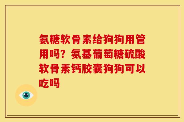 氨糖软骨素给狗狗用管用吗？氨基葡萄糖硫酸软骨素钙胶囊狗狗可以吃吗