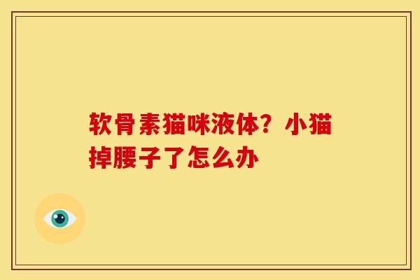 软骨素猫咪液体?小猫掉腰子了怎么办 软骨素猫咪液体?小猫掉腰子了怎么办