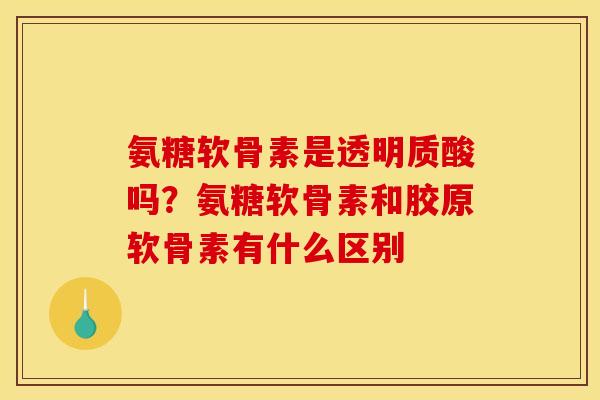 氨糖软骨素是透明质酸吗？氨糖软骨素和胶原软骨素有什么区别