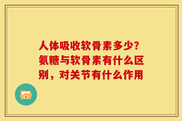人体吸收软骨素多少?氨糖与软骨素有什么区别,对关节有什么作用 人体吸收软骨素多少?氨糖与软骨素有什么区别,对关节有什么作用