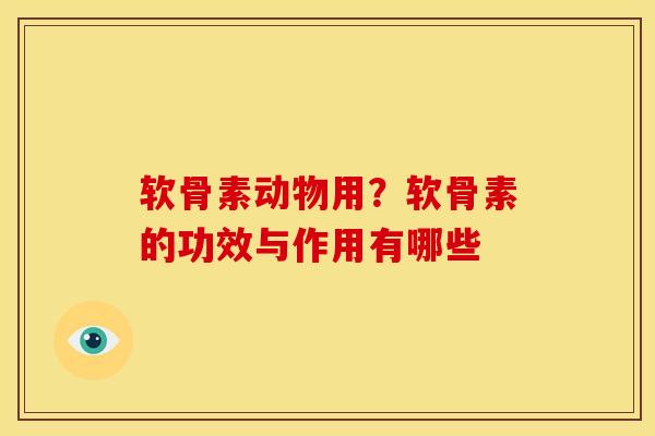 软骨素动物用？软骨素的功效与作用有哪些