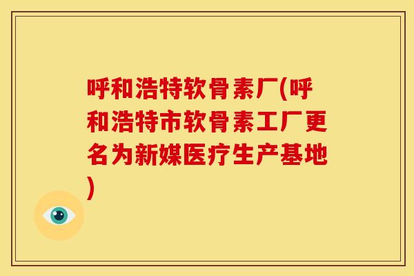 呼和浩特软骨素厂(呼和浩特市软骨素工厂更名为新媒医疗生产基地) 呼和浩特软骨素厂(呼和浩特市软骨素工厂更名为新媒医疗生产基地)