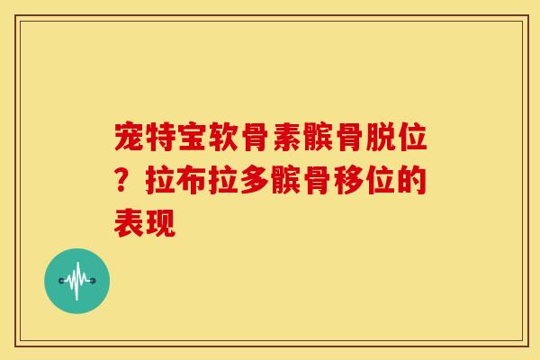 宠特宝软骨素髌骨脱位？拉布拉多髌骨移位的表现