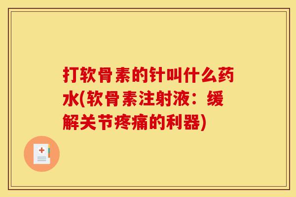 打软骨素的针叫什么药水(软骨素注射液:缓解关节的利器) 打软骨素的针叫什么药水(软骨素注射液:缓解关节的利器)