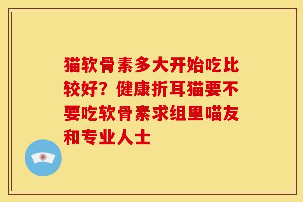 猫软骨素多大开始吃比较好？健康折耳猫要不要吃软骨素求组里喵友和专业人士