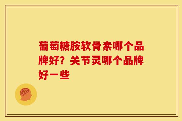 葡萄糖胺软骨素哪个品牌好？关节灵哪个品牌好一些