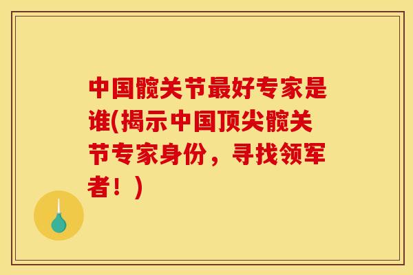 中国髋关节好专家是谁(揭示中国髋关节专家身份,寻找领军者!) 中国髋关节好专家是谁(揭示中国髋关节专家身份,寻找领军者!)