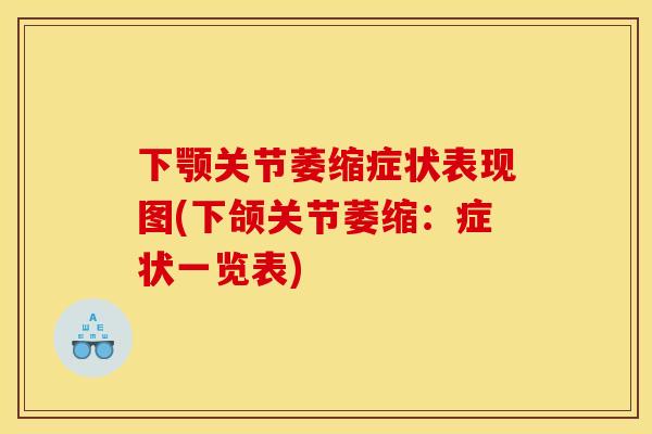 下颚关节萎缩症状表现图(下颌关节萎缩:症状一览表) 下颚关节萎缩症状表现图(下颌关节萎缩:症状一览表)