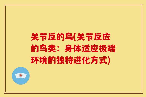 关节反的鸟(关节反应的鸟类:身体适应极端环境的独特进化方式) 关节反的鸟(关节反应的鸟类:身体适应极端环境的独特进化方式)
