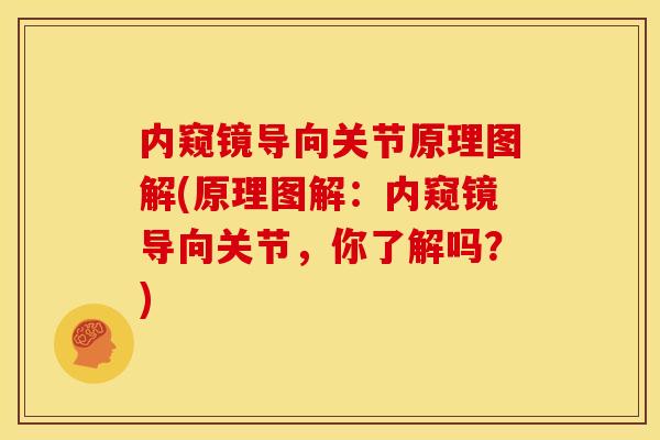 内窥镜导向关节原理图解(原理图解:内窥镜导向关节,你了解吗?) 内窥镜导向关节原理图解(原理图解:内窥镜导向关节,你了解吗?)