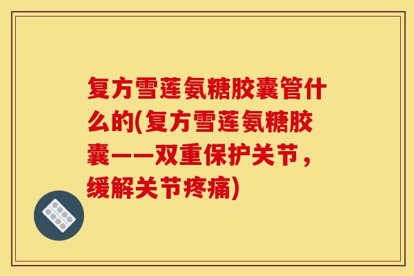 复方雪莲氨糖胶囊管什么的(复方雪莲氨糖胶囊——双重保护关节,缓解关节) 复方雪莲氨糖胶囊管什么的(复方雪莲氨糖胶囊——双重保护关节,缓解关节)