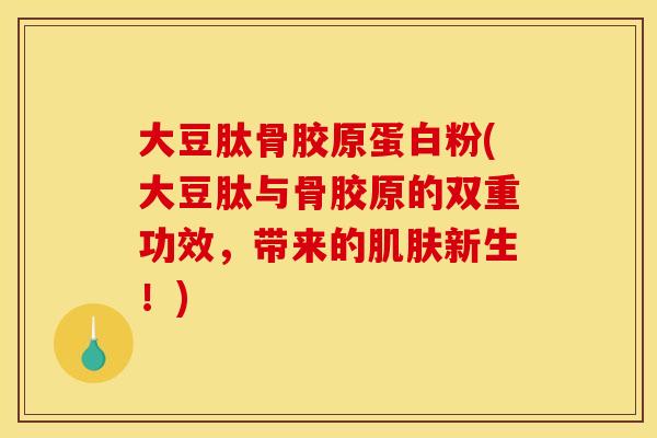 大豆肽骨胶原蛋白粉(大豆肽与骨胶原的双重功效,带来的新生!) 大豆肽骨胶原蛋白粉(大豆肽与骨胶原的双重功效,带来的新生!)