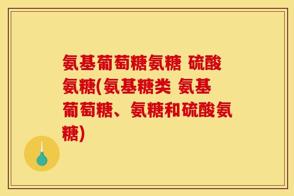 氨基葡萄糖氨糖 硫酸氨糖(氨基糖类 氨基葡萄糖、氨糖和硫酸氨糖)