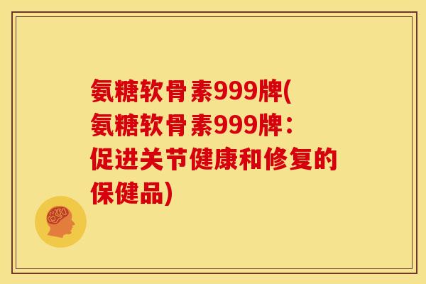 氨糖软骨素999牌(氨糖软骨素999牌：促进关节健康和修复的保健品)