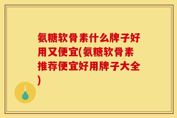 氨糖软骨素什么牌子好用又便宜(氨糖软骨素推荐便宜好用牌子大全)