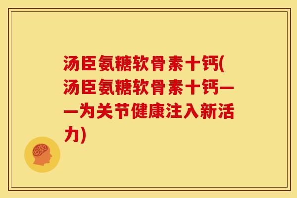 汤臣氨糖软骨素十钙(汤臣氨糖软骨素十钙——为关节健康注入新活力) 汤臣氨糖软骨素十钙(汤臣氨糖软骨素十钙——为关节健康注入新活力)