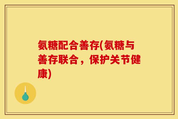 氨糖配合善存(氨糖与善存联合，保护关节健康)
