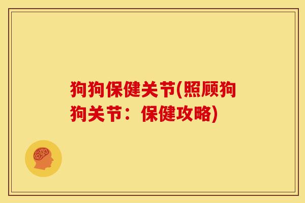 狗狗保健关节(照顾狗狗关节：保健攻略)