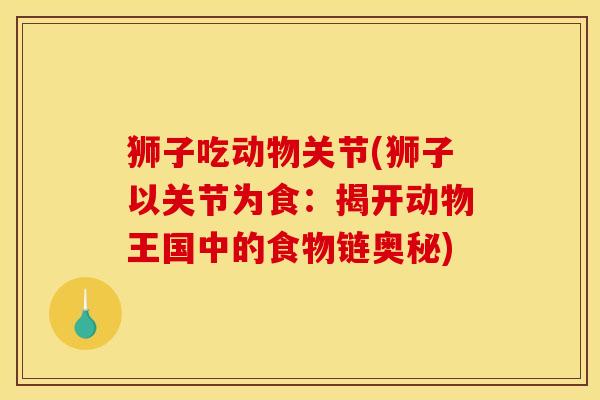 狮子吃动物关节(狮子以关节为食：揭开动物王国中的食物链奥秘)