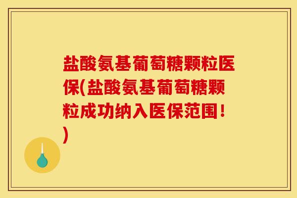 盐酸氨基葡萄糖颗粒医保(盐酸氨基葡萄糖颗粒成功纳入医保范围!) 盐酸氨基葡萄糖颗粒医保(盐酸氨基葡萄糖颗粒成功纳入医保范围!)