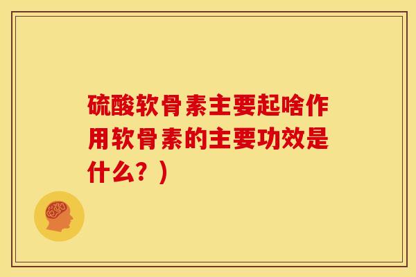 硫酸软骨素主要起啥作用软骨素的主要功效是什么？)