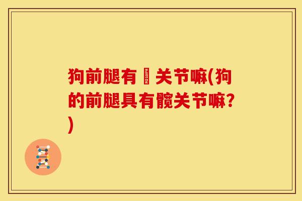 狗前腿有骻关节嘛(狗的前腿具有髋关节嘛?) 狗前腿有骻关节嘛(狗的前腿具有髋关节嘛?)