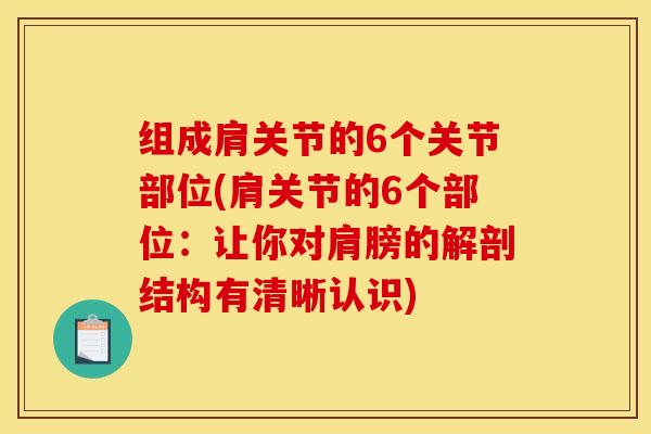 组成肩关节的6个关节部位(肩关节的6个部位:让你对肩膀的解剖结构有清晰认识) 组成肩关节的6个关节部位(肩关节的6个部位:让你对肩膀的解剖结构有清晰认识)