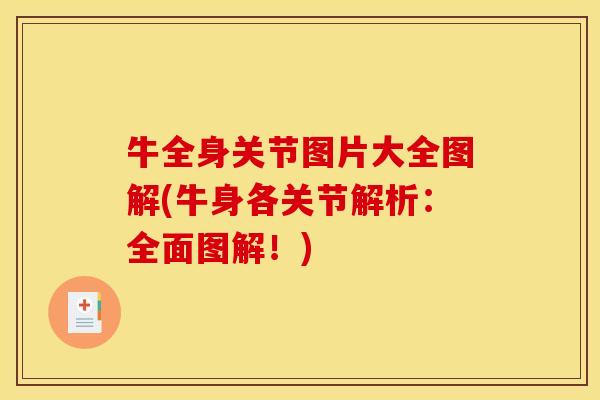牛全身关节图片大全图解(牛身各关节解析：全面图解！)
