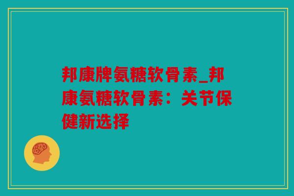 邦康牌氨糖软骨素_邦康氨糖软骨素：关节保健新选择
