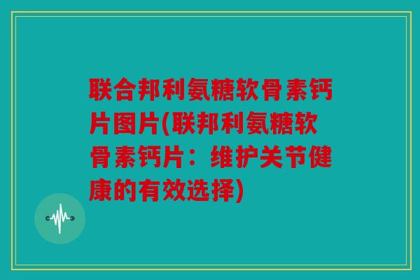 联合邦利氨糖软骨素钙片图片(联邦利氨糖软骨素钙片：维护关节健康的有效选择)