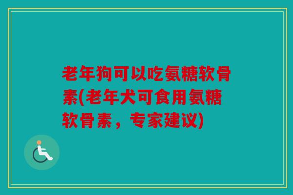 老年狗可以吃氨糖软骨素(老年犬可食用氨糖软骨素，专家建议)