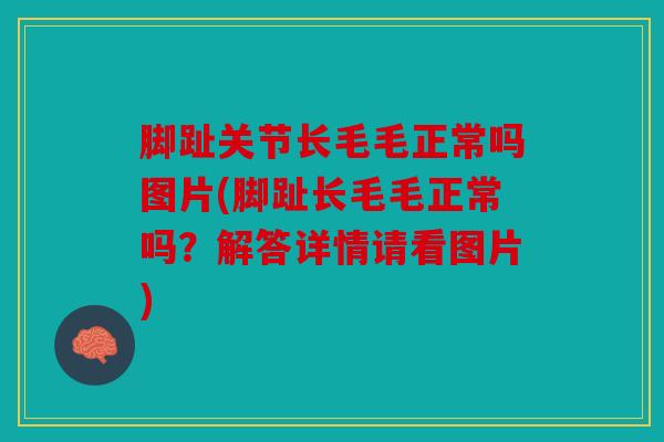 脚趾关节长毛毛正常吗图片(脚趾长毛毛正常吗？解答详情请看图片)