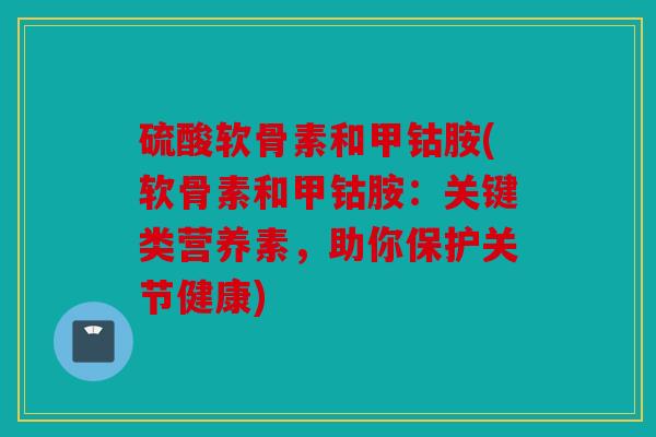 硫酸软骨素和甲钴胺(软骨素和甲钴胺:关键类营养素,助你保护关节健康) 硫酸软骨素和甲钴胺(软骨素和甲钴胺:关键类营养素,助你保护关节健康)