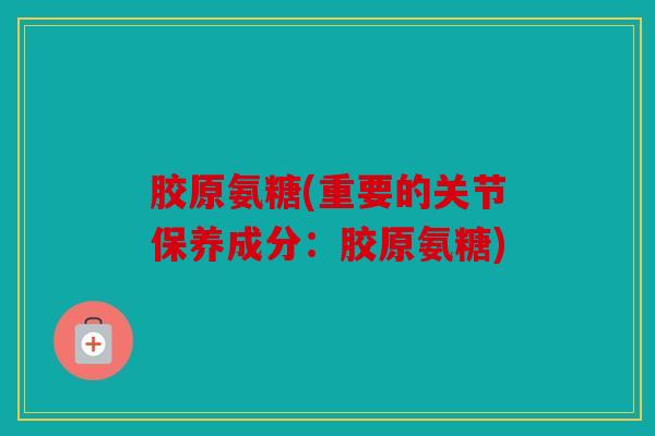 胶原氨糖(重要的关节保养成分：胶原氨糖)