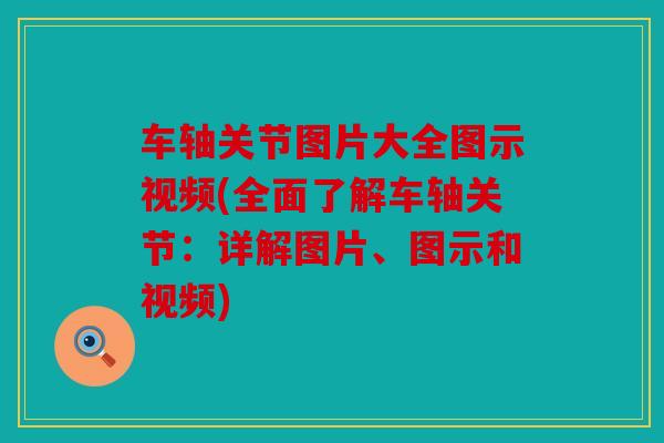 车轴关节图片大全图示视频(全面了解车轴关节：详解图片、图示和视频)