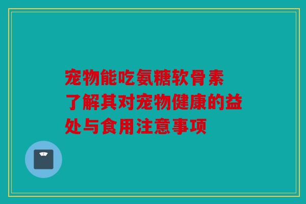宠物能吃氨糖软骨素 了解其对宠物健康的益处与食用注意事项
